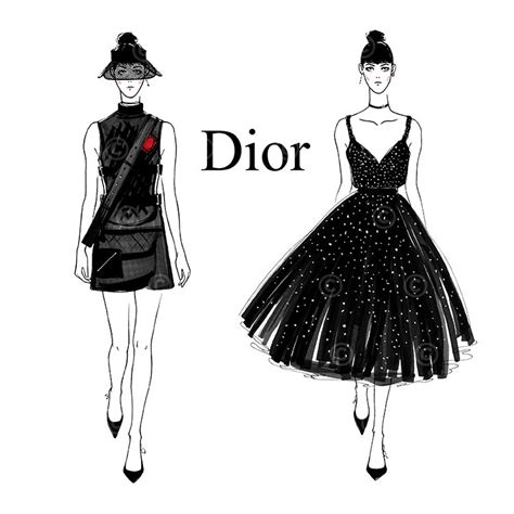 dior dress illustration|dior freestyle drawing.